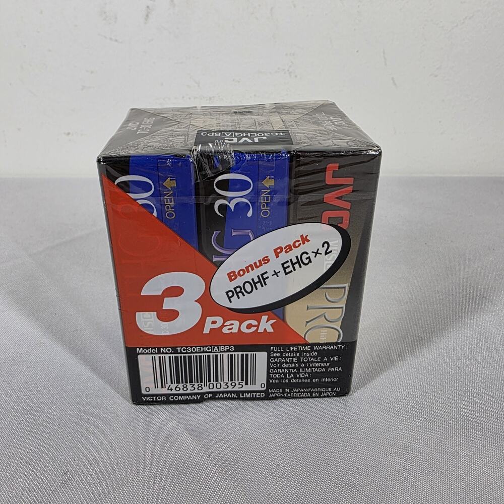 JVC VHS-C 3-Pack TC-30EHG 30/90 Min Hi-Fi Tapes PROHF + EHG X 2 New Sealed - Picture 2 of 7